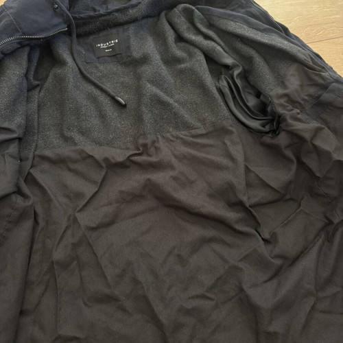 Downpour jacket with hoodie used, inner wool collar, blue, size M