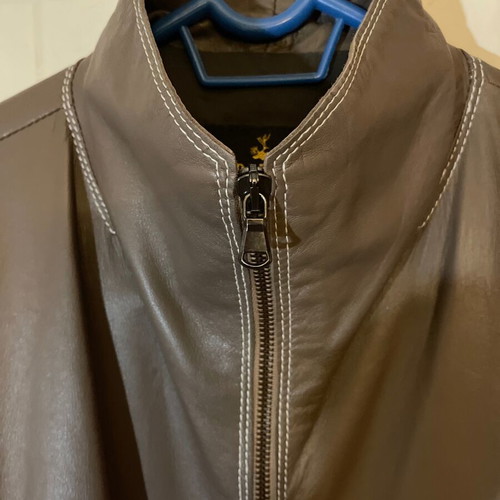 Leather women's jacket used, brown, size 36