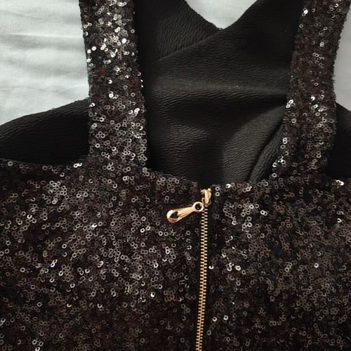 Italian black sequin crop top, size S