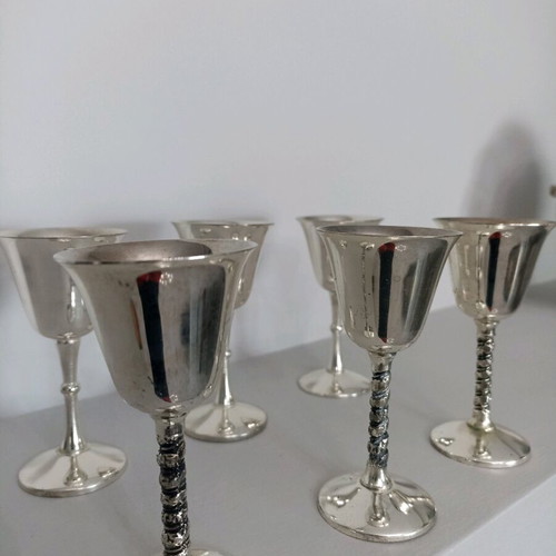 Bronze silver-plated glasses like new, set of 6 pieces