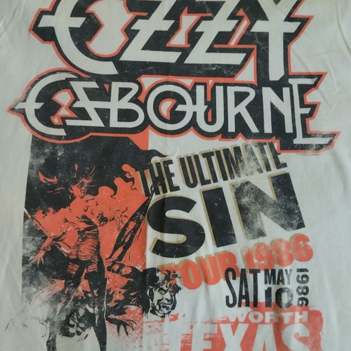 Ozzy Osbourne t shirt used, Aape By A Bathing Ape®, XXL, white, with small holes