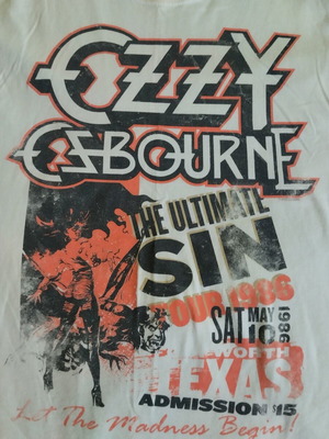 Ozzy Osbourne t shirt used, Aape By A Bathing Ape®, XXL, white, with small holes