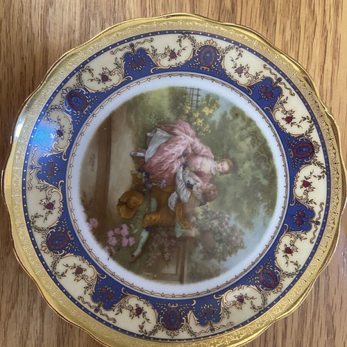 Studio Elisabeth collectible porcelain plates set of 6 handpainted with 22K gold used