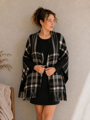Toi&Moi wool cape multicolor, used, size M