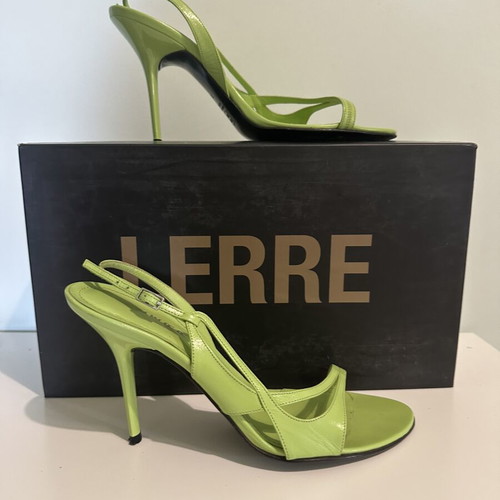 Lerre Lime Green Leather Strappy Heeled Sandals like new
