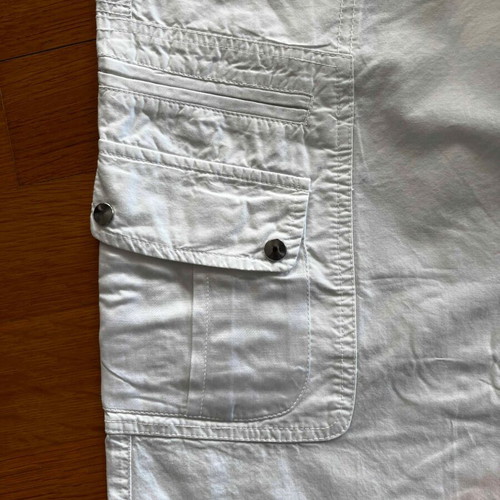 Madlen white cargo pants with satin pockets and decorations, like new