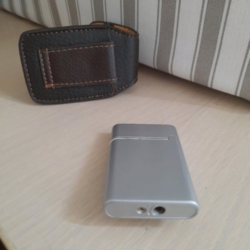 Lighter with purple gem in leather case new