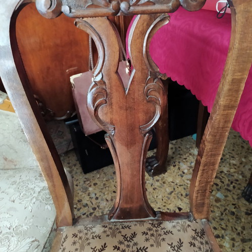 Antique solid walnut dining set with lion leg design used