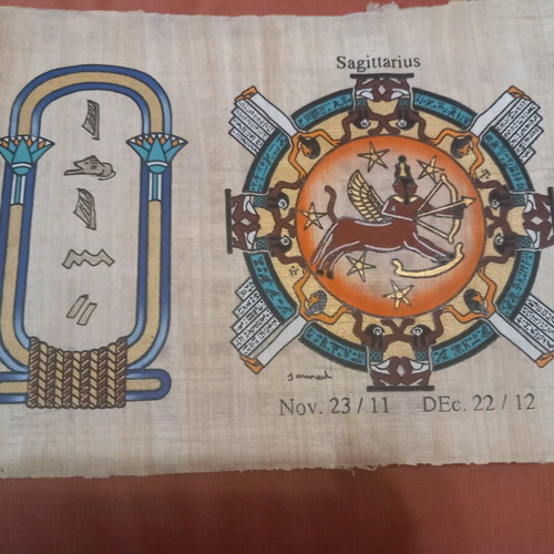 Papyrus with Sagittarius zodiac used from Egypt