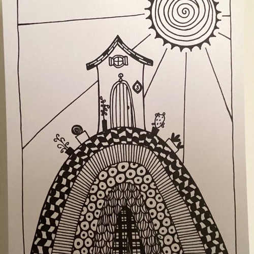 House sketch original on acid free watercolor paper 14.8x20.5cm