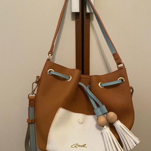 Axel medium crossbody bag used, white and brown