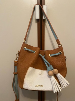 Axel medium crossbody bag used, white and brown