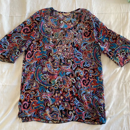 Summer beach blouse used, multicolor, size L