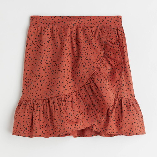 H&M mini cotton skirt like new, orange and red