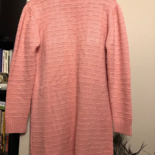 Knitted long cardigan salmon made to order, one size