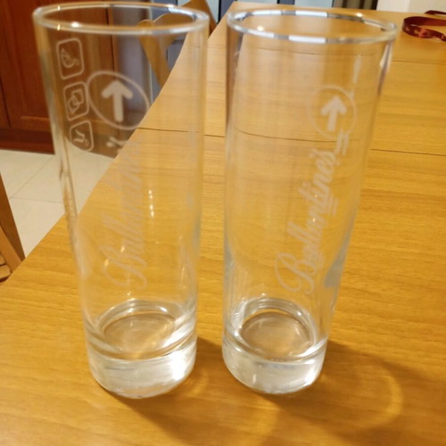 Ballantine's tall drinking glasses set of two like new