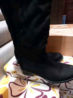 Zara over the knee boots used, black suede, size 41