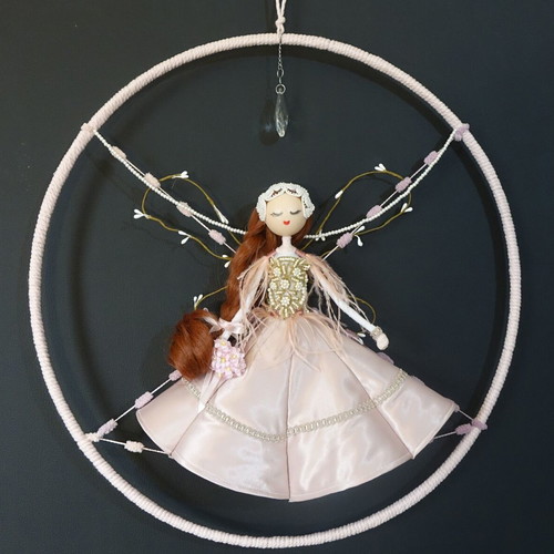 Pink fairy decorative composition new with metal frame