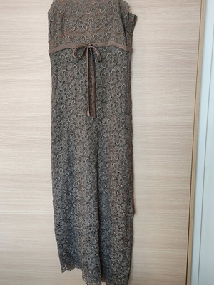 Φόρεμα Makis Tselios Fashion σαν καινούργιο, μετάξι και δαντέλα Κιπούρ, μπεζ, μέγεθος S