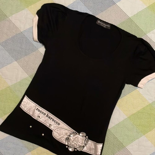 Rocco Barocco women's black short-sleeve t-shirt new, size L