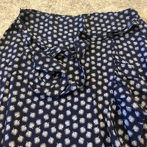 Navy Blue Midi Skirt with Pattern and Ruffles like New, Size S/M