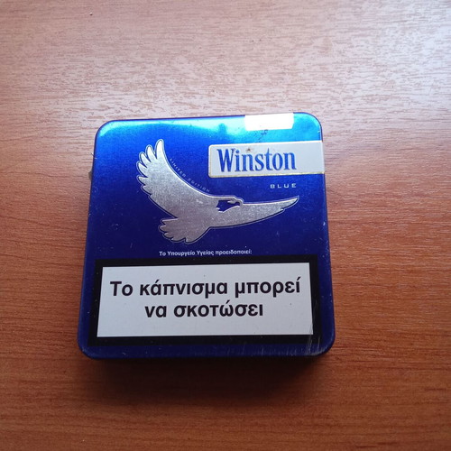 Winston Blue Vintage Tobacco Tin Used, 1990s 2000s