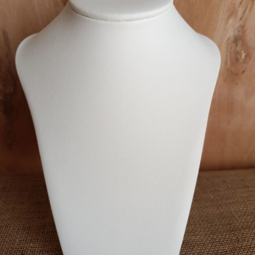 Jewelry display stand leather with white wood for necklace like new