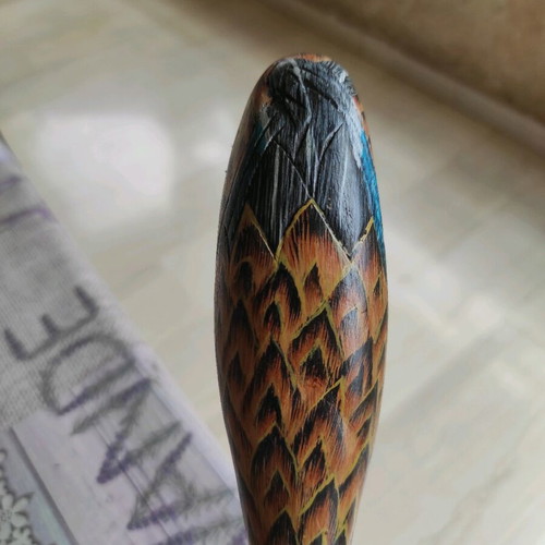 Vintage handmade wooden duck hairbrush used, 25cm, Made in Greece