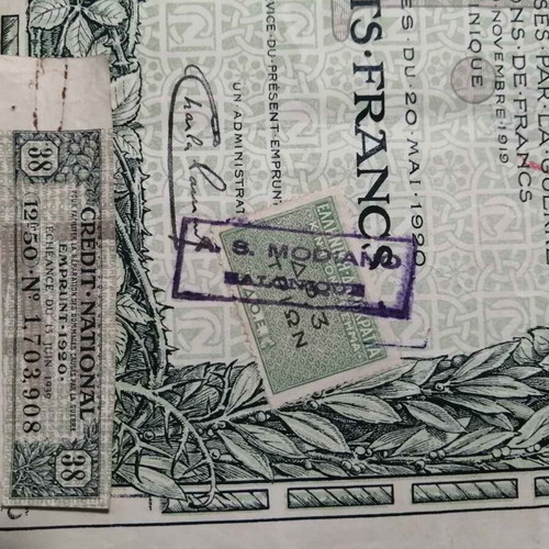 Credit National Emprunt 1920 used with redemption coupons