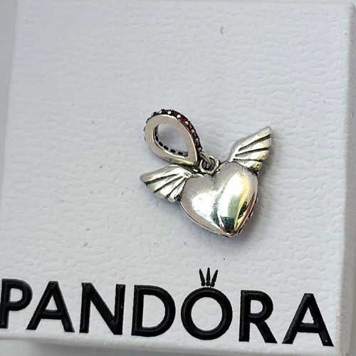 Pandora Charm Pink Heart with Angel Wings S925 ALE new