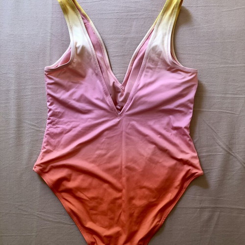 H&M one-piece swimsuit XL, yellow pink orange gradient
