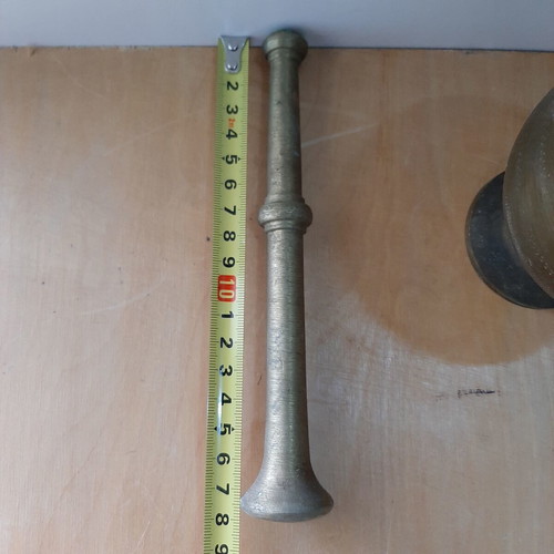 Bronze mortar and pestle used with patina