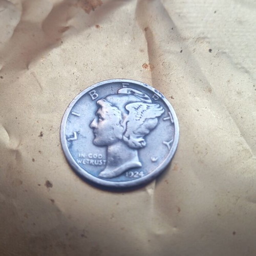 USA 1924 Silver 1 Dime Coin like new, rare D-VF series