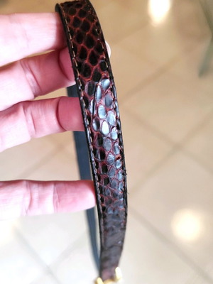 Bordeaux snake-pattern belt used, 90 cm, 12 holes
