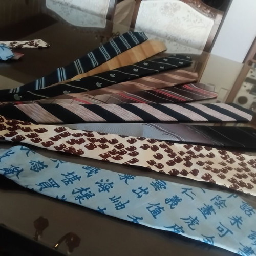 Ties set of 9 used, 2 pure silk with unique patterns