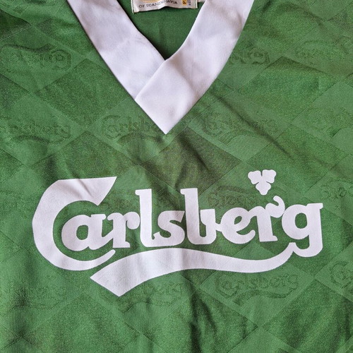 Carlsberg Retro Football Jersey used, green and white, size L