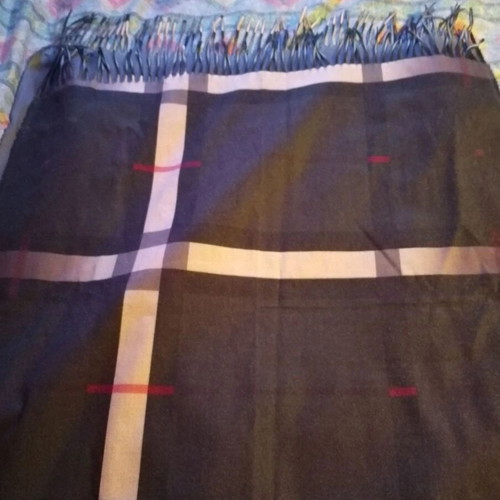 Checked scarf like new, double-face, black and beige