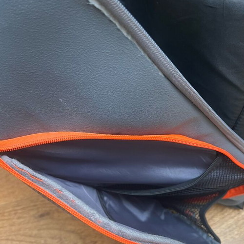 Wilson tennis backpack used, gray with multiple compartments