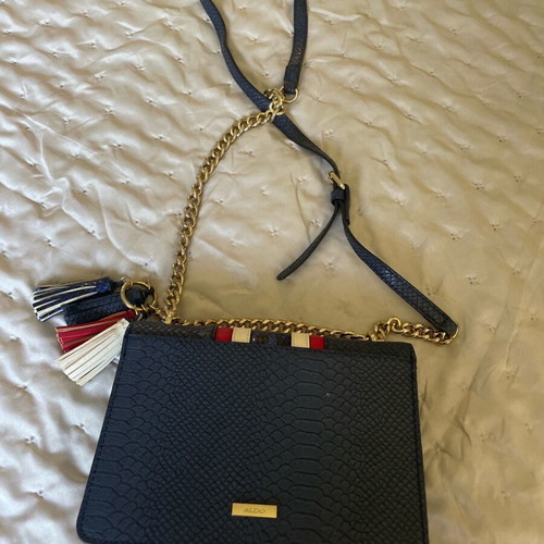 Aldo crossbody bag blue with red and white croco print like new