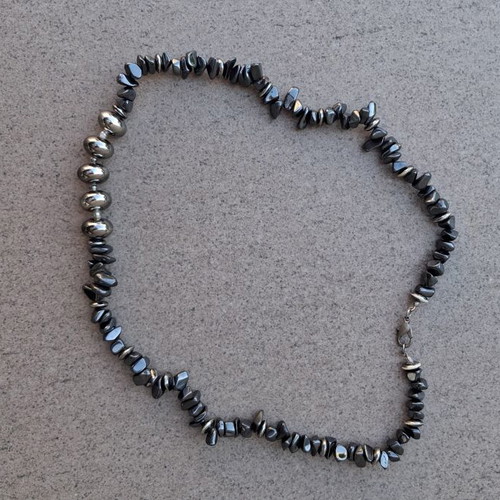 Necklace with black hematite stones, faux bijoux