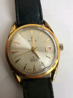Milus Incabloc automatic men's wristwatch, gold plated, 41 jewels