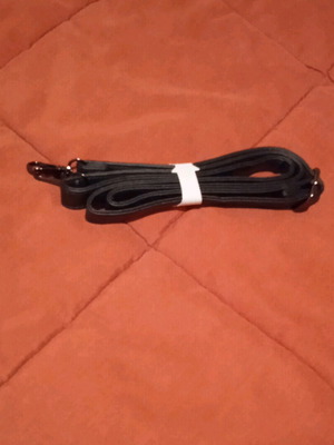 Bag strap new, black, leatherette with silver metal details