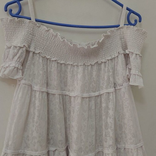 Women's mini dress used, white and gray, size S