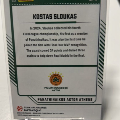 Kostas Sloukas 2024-25 Donruss EuroLeague Highlights Purple Laser like new
