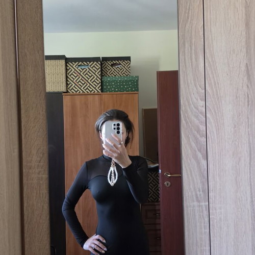 Set of 4 dresses, black leather, black long with tulle, black puff sleeve, cream