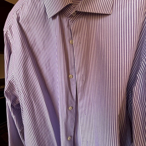 Oxford Company men's striped shirt like new, size L, purple and white