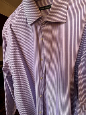 Oxford Company men's striped shirt like new, size L, purple and white