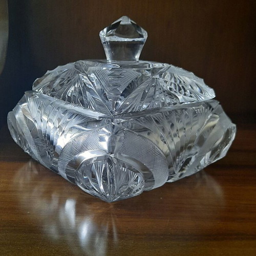 Crystal square fondue pot with lid like new
