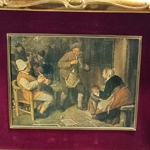 Πίνακας Cornelius Dusart με κορνίζα μπαρόκ σε χαρτί σαν καινούργιος