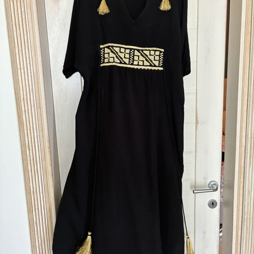 Kaftani black dress with gold embroidery like new